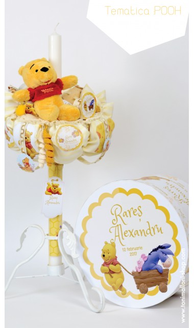 Lumanare de botez pentru baieti cu Winnie the Pooh, 65x4 cm, Honey  3